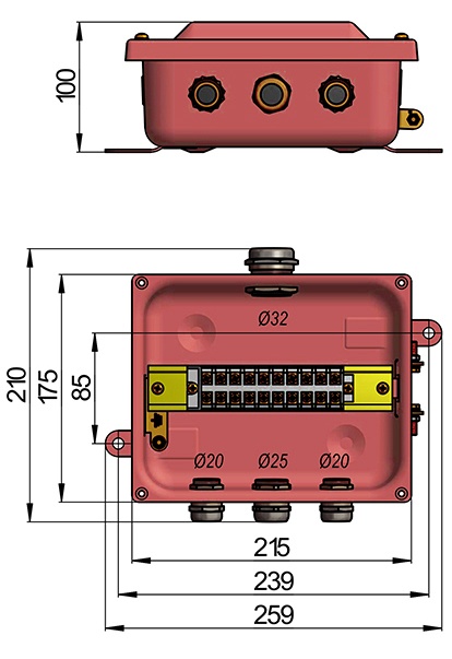 КМ 65-10 коробка монтажная УХЛ 1,5 IP65 латунный ввод ГОФРОМАТИК