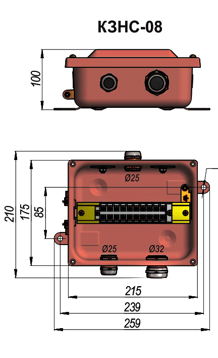 КЗНС-08 коробка с зажимами наборными У2 IP54 пластиковый ввод ГОФРОМАТИК