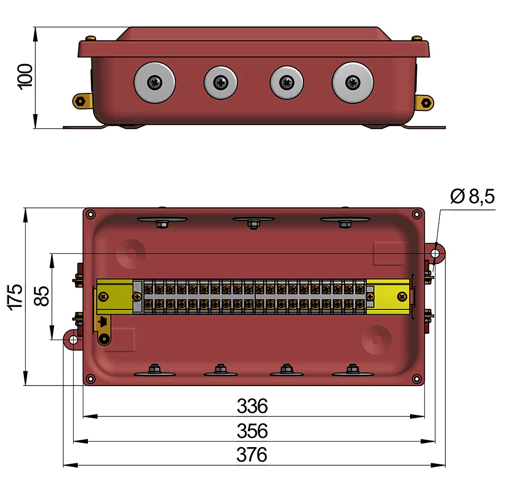 КС-20 коробка соединительная УХЛ1,5 IP65 металлические заглушки ГОФРОМАТИК