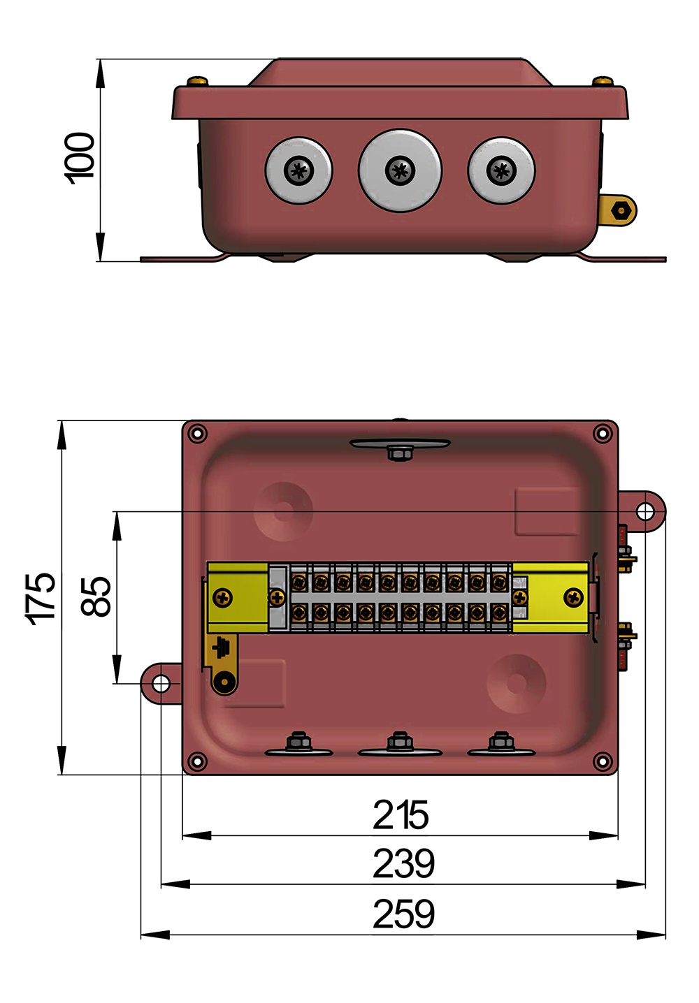 КС-10 коробка соединительная УХЛ 1,5 IP65 металлические заглушки ГОФРОМАТИК