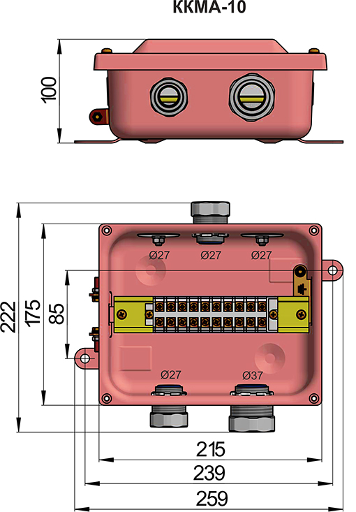 ККМA-10 коробка клеммная У2 IP54 для трубной электропроводки ГОФРОМАТИК