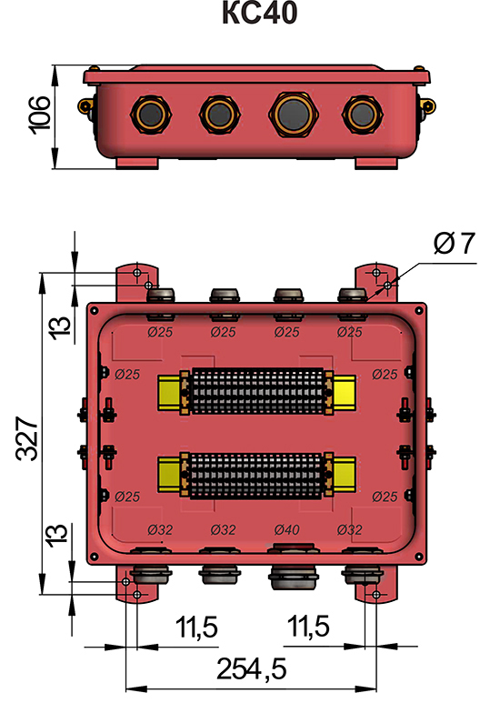 КС-40 коробка соединительная У2 IP54 пластиковый ввод ГОФРОМАТИК