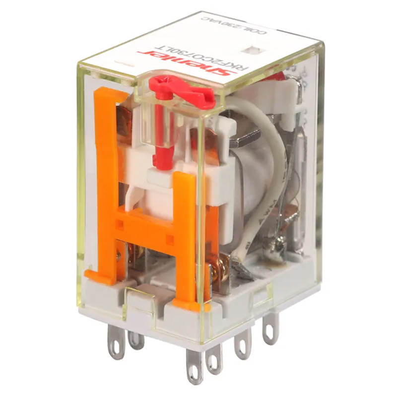 Реле RKF2CO730LT, 2CO, 12A(250VAC/30VDC), 230VAC, мех. индикация, тест-кнопка с блокировкой, LED