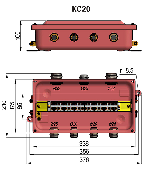 КС-20 коробка соединительная УХЛ 1,5 IP65 латунный ввод ГОФРОМАТИК