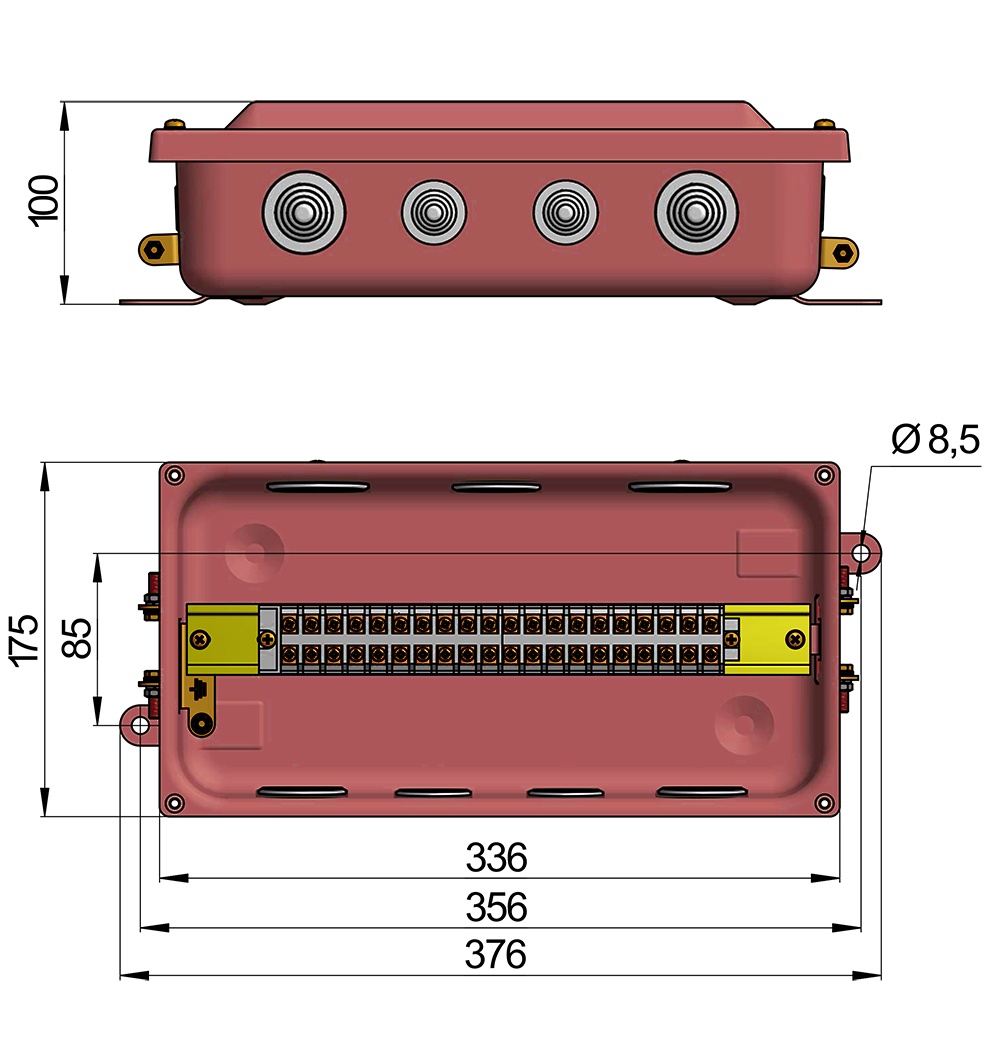 КМ 43-20 коробка монтажная У3 IP43 ступенчатый ПВХ ввод ГОФРОМАТИК
